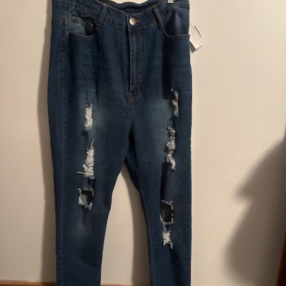 B.O.B. distressed skinny 5 pocket denim jeans, size 2X